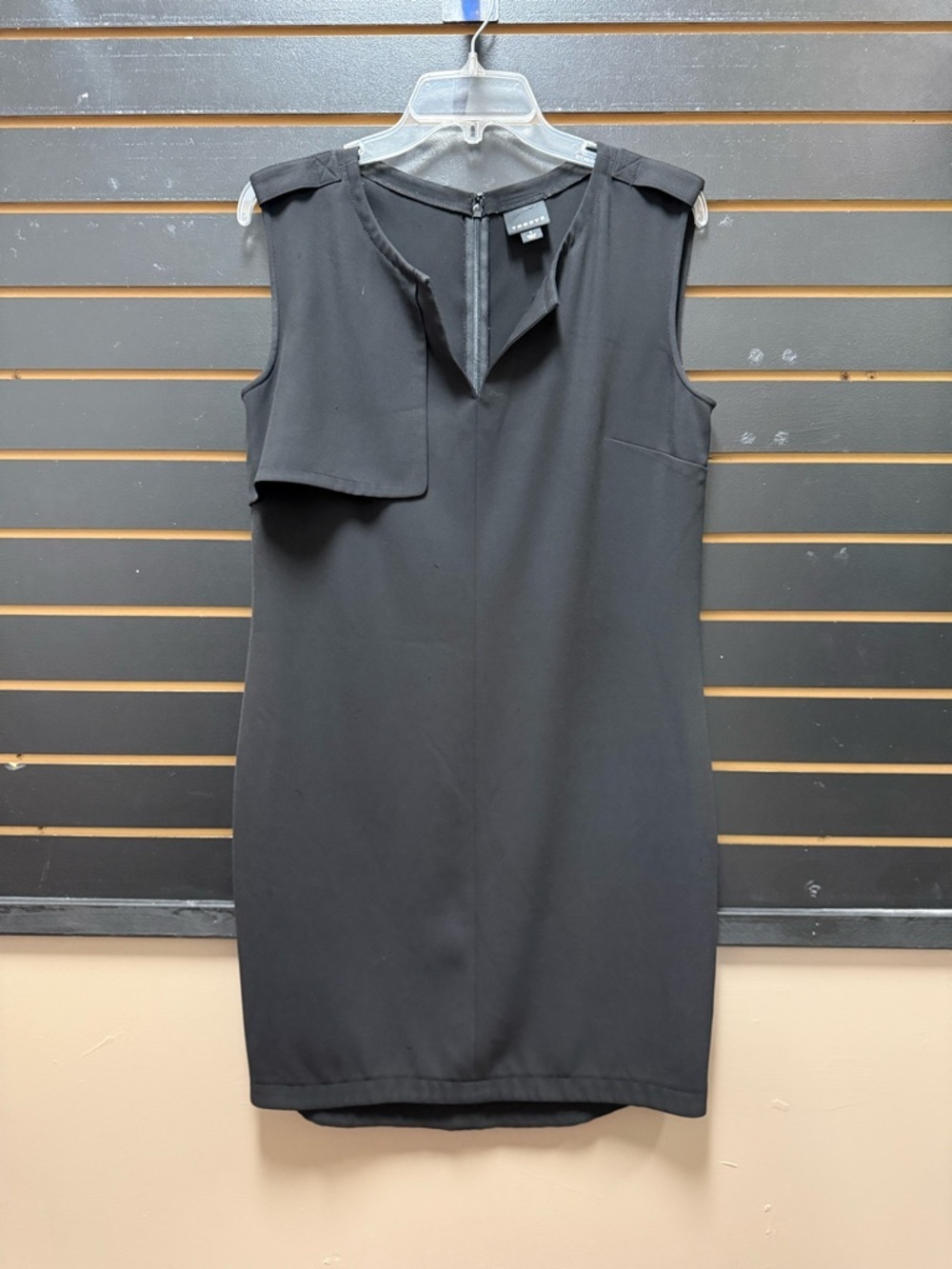 Trouve Black Sleeveless Sheath Dress Zip Back Minimalist S